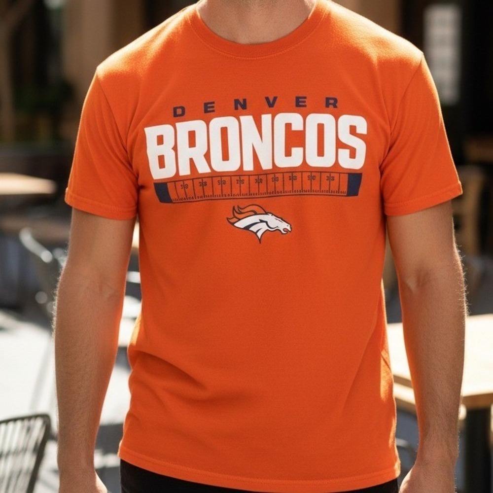 Mens Orange Denver‎ Broncos NFL Team Apparel T Shirt Size Medium